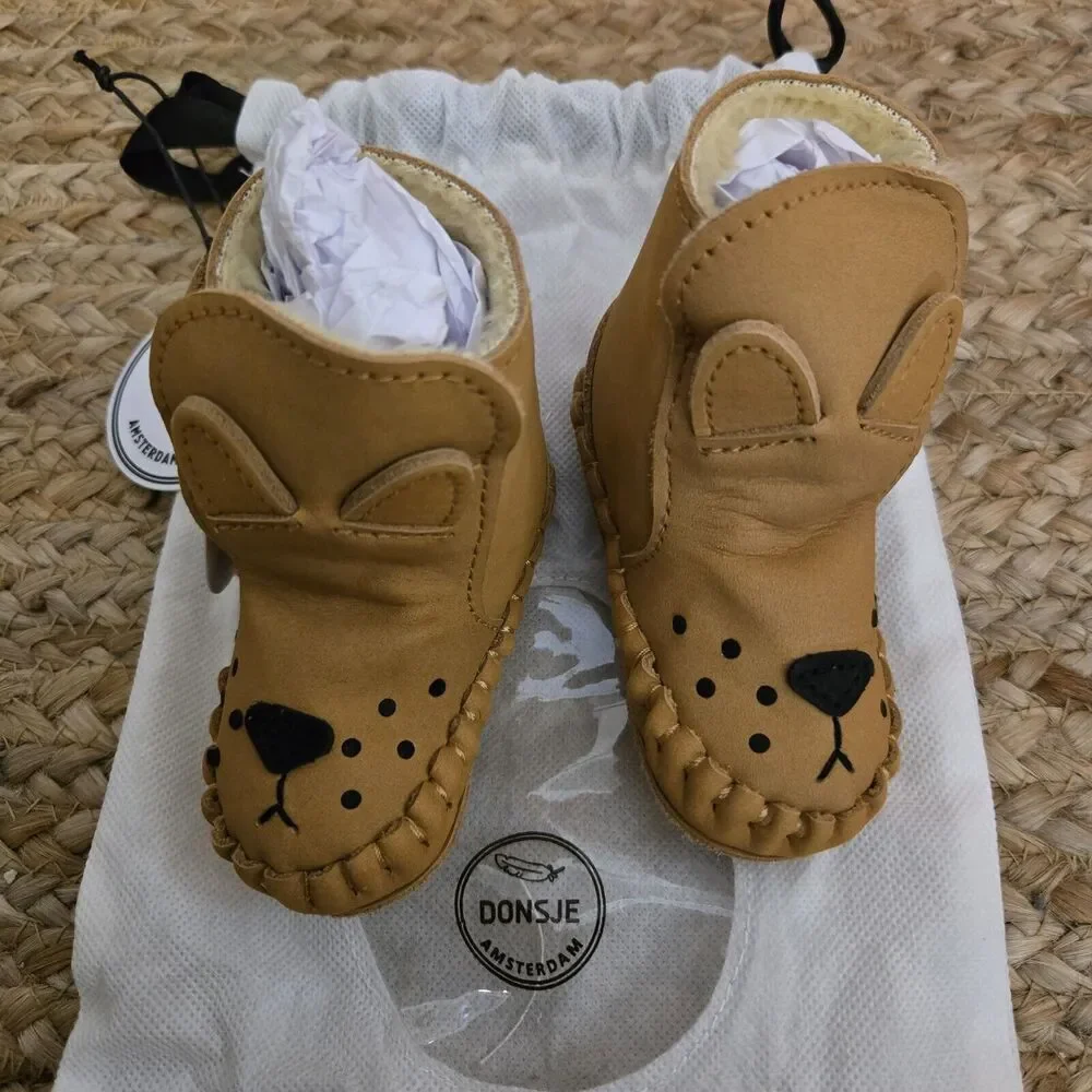 DONSJË AMSTERDAM Kapi Classic Booties | Lion | Caramel Nubuck 0-6mos‎ NWT